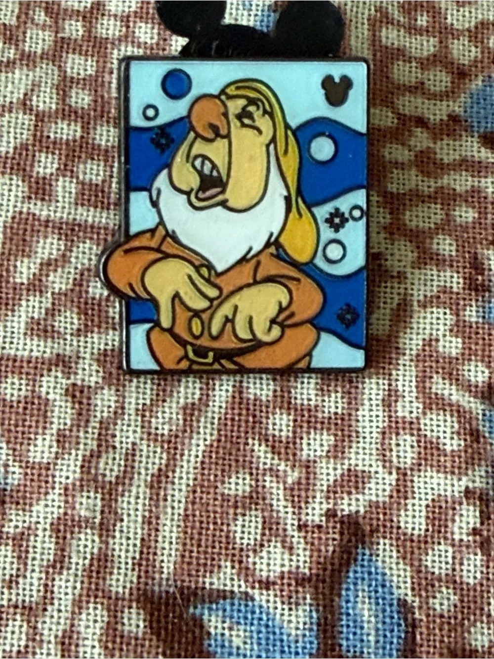 Disney Mickey Mouse Black and Red Enamel Pin, along with Sneezy pin